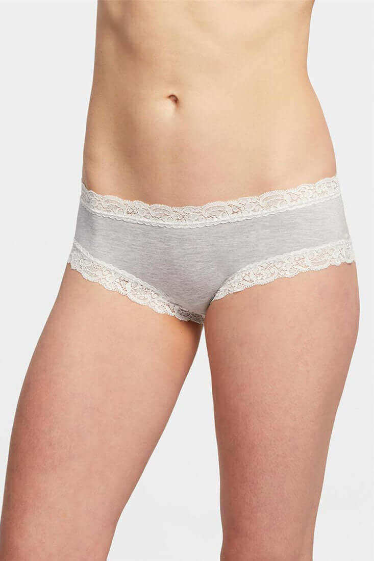 Fleur't Iconic Boyshort Color: Heather Grey/Chantilly Size: S at Petticoat Lane  Greenwich, CT