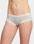 Fleur't Iconic Boyshort Color: Heather Grey/Chantilly Size: S at Petticoat Lane  Greenwich, CT