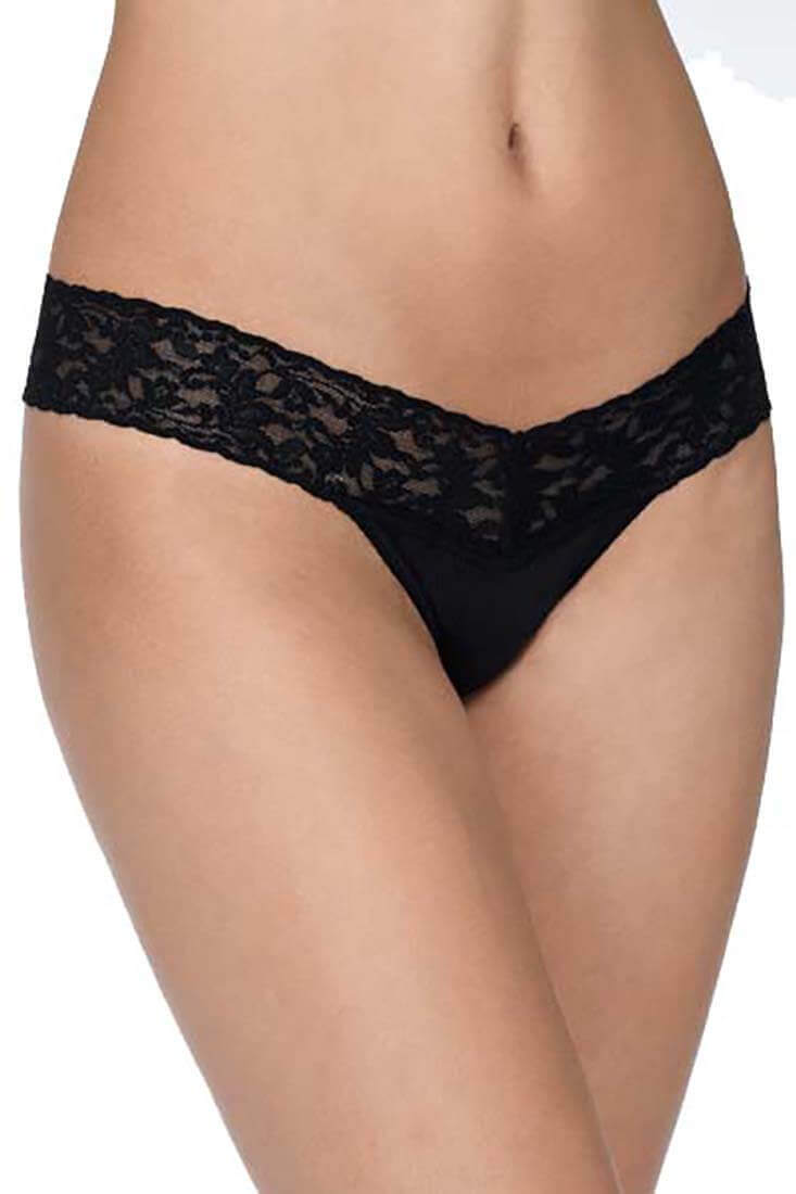Hanky Panky Organic Cotton Low Rise Thong in Black