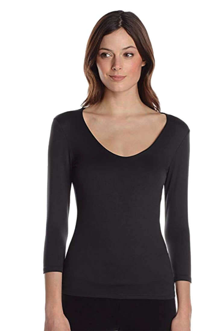 Only Hearts 3/4 Sleeve V Neck 2-Ply Color: Black Size: S at Petticoat Lane  Greenwich, CT