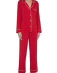 Eberjey Gisele Long PJ Set Color: Haute Red/Bone Size: XS at Petticoat Lane  Greenwich, CT